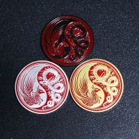 Mysterious Chinese Style Yin Yang Dragon &amp; Phoenix Three-Dimensional Relief Silver Black Commemorative Medal Tai Chi Coin