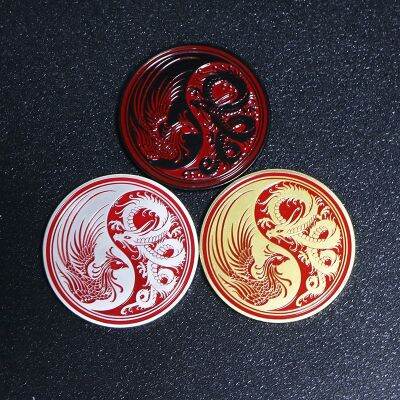 Mysterious Chinese Style Yin Yang Dragon & Phoenix Three-Dimensional Relief Silver Black Commemorative Medal Tai Chi Coin