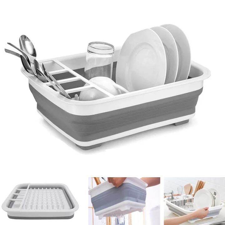 TJA Foldable Dish Rack Multifunction Drying Rack for Dishes Kitchen
