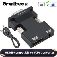 Grwibeou HDMI-compatible to VGA Converter 1080P Video Output With 3.5mm Audio Cable Adapter  for PC Laptop TV Monitor Projector