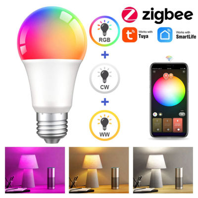 Tuya Zigbee LED Lamp Smart Home E27 Bulb 12W 15W 18W RGB WW CW Smart Dimmable Lights Work with Gateway Alexa Hue