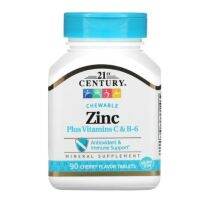 21st Century, Zinc Plus Vitamins C &amp; B-6, Chewable, Cherry Flavor, 90 Tablets