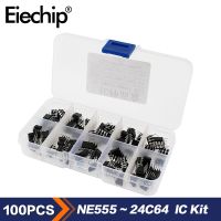 ﹍✶☍ 100PCS 10 value Electronics Kit NE555 UC3842 UC3843 UC3845 24C02 24C04 24C08 24C16 24C32 24C64 Integrated Circuit IC Chip