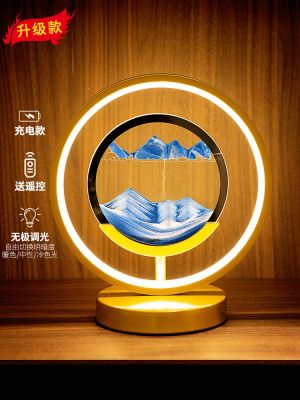 ♂ Quicksand painted penjing creative arts hourglass office sitting room light wine cabinet TV home decoration luxury gifts