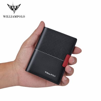 WILLIAMPOLO Super Slim Soft Wallet 100% Genuine Leather Mini Credit Card Wallet Purse Card Holders Men Wallet Thin Small Card Holders