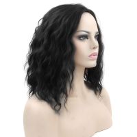 Soowee Cosplay Wig Curly BOBO Black Wigs Short Women Synthetic Hairpiece Heat Resistant Fiber Party Hair Piece Wig  Hair Extensions Pads