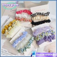 LUXURY GRADE 3pcs แฟชั่นสำหรับผู้หญิง ผ้าชีฟองเส้นด้าย scrunchies ที่มัดผม อีลาสติก เชือกมัดผม แถบคาดศีรษะ หางม้าหางม้า ยางรัดผม สำหรับผู้หญิง