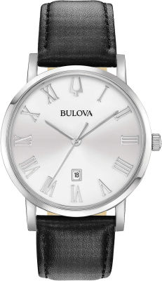 Bulova Mens Watch Silver Tone/ Black