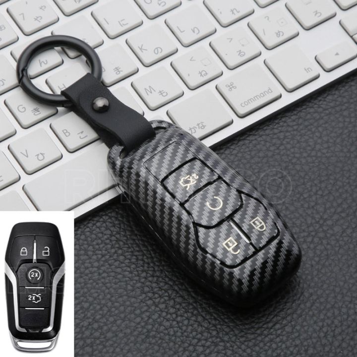 carbon-fiber-abs-car-key-cover-case-protection-for-ford-fusion-mondeo-mustang-f-150-explorer-edge-2015-2016-2017-2018-2019