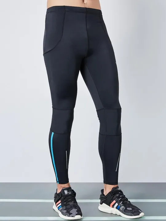 กางเกงวิ่ง มาราธอน กางเกงรัดกล้ามเนื้อ ผู้ชาย EVS Men Compression Tights Navy (มีเซฟเข่าในตัว