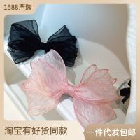 Super Fairy Mesh Bow Headdress Barrettes Spring And Summer All-Match Elegant Graceful Back Of Head Clip Mori Style Hair Accessory Clips