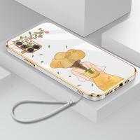 เคสโทรศัพท์ปลอกสำหรับ Samsung กาแล็คซี่ A71 A51 A31 A21S A11 M11 M40S หรูหราบางเฉียบฝาหลังรูปตัวการ์ตูนเด็กผู้หญิงน่ารักพร้อมฟรีสายคล้อง