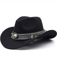 Womens Mens Wool Western Cowboy Hat For Gentleman Lady Winter Autumn Jazz Cowgirl Cloche Sombrero Caps 2 Big Size