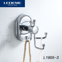 LEDEME Robe Hook Clothes Hook Chrome Finish Elegant Bathroom Hardware Robe Hooks Bathroom Accessories Nail 3 Hooks L1905-3