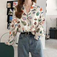 ☽✴☃ Spring Summer Vintage Print Female Blouse Autumn Fashion Loose Long Sleeve Shirts V Neck Women Tops