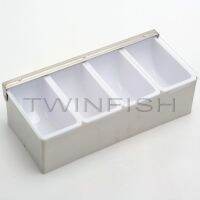 ส่งฟรี TWIN FISH กล่องใส่เครื่องปรุง หรือเครื่องเคียง 4 ช่อง มีฝาปิดป้องกันอากาศ SCH-4