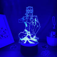 Jojo ผจญภัยที่แปลกประหลาดอะนิเมะรูป giorno Giovanna 3D LED นีออนไฟในคืนห้องนอนตกแต่งตารางมังงะ jojo ลาวาโคมไฟของขวัญ