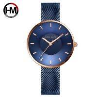 JAPAN MIYOTA 2035 Quartz Movement Simple Design Luxury Gift Stainless Steel Band Curved Face Blue Rose Gold Watches For Women