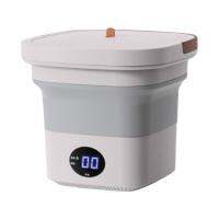 เครื่องล้าง6L แบบพับได้ขนาดเล็กพร้อมถังระบายน้ำเครื่องซักผ้าแบบพับเก็บได้ความคิดสร้างสรรค์สำหรับครัวเรือนประหยัดพลังงานน้ำหนักเบาทำความสะอาดชุดชั้นในสำหรับถุงเท้า