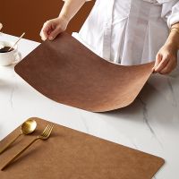 Cowhide Grain Double-sided Leather Placemats Household Coasters Waterproof and Oil-proof Table MATS Heat Insulation