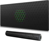 ✾☃✵ Honeycomb Black Green Large Mouse Pad Gaming Mousepad with Stitched Edges Rubber Base 35.4x15.7inch for Gaming Office Work Home