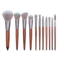 New 11 Wooden Handle Makeup Brush Set Imitation Mahogany Sandalwood Color Eye Brush 3D Mixed Hair Beauty Makeup Factory Makeup Brushes Sets