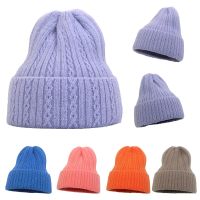 【CW】 Thick Knit Cuff Beanie Cap Cuffed Plain Hat Hats for Curly Hair