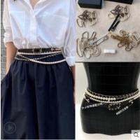 Luxury Design C style Layered Pearls Belts for Womne Jacket Coat Dress Belts -- 320cm 132 inches Length