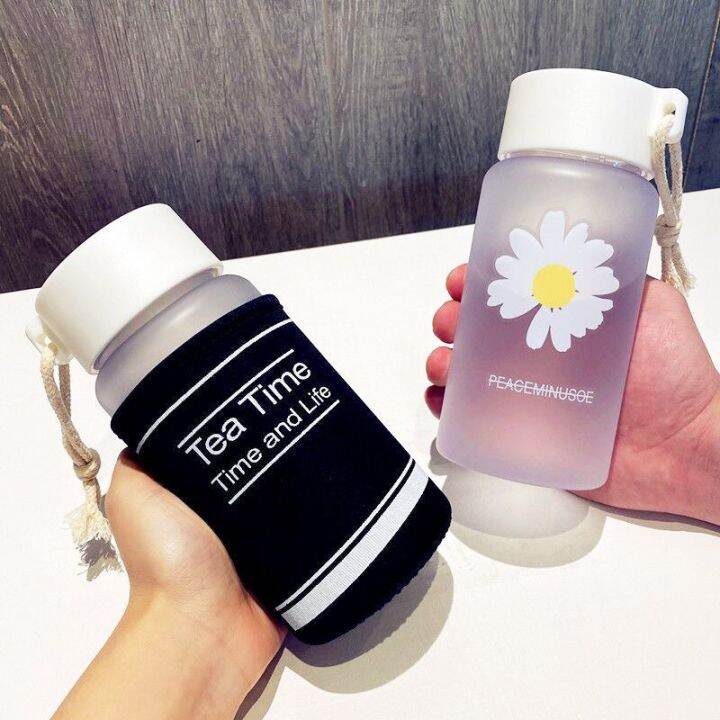 little-daisy-frosted-water-bottle-creative-frosted-water-bottle-portable-rope-for-travel-tea-cup-drink-bottle-tea-juice-cup