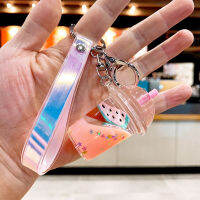 ตุ๊กตาสับปะรดพวงกุญแจจี้ลอยขวดความคิดสร้างสรรค์ถ้วยชานมรถKey Chain Quicksand Liquid Floatingพวงกุญแจจี้ขนาดเล็ก