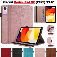 สำหรับแผ่น Xiaomi Redmi SE 11นิ้ว2023 Redmi Pad 10.61นิ้ว2022เด็กแท็บเล็ตหนัง PU กันกระแทกแฟชั่นไม้ฉลุลายรูปรองเท้าส้นสูงการ์ดปากกาช่องใส่เคส