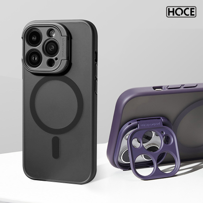 HOCE เคสโทรศัพท์ขาตั้งป้องกันเลนส์สำหรับ iPhone 14 13 Pro Max 14 Plus ปลอกกันแดดชาร์จไร้สายแม่เหล็กเคลือบ Magsafe