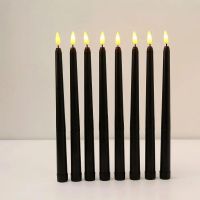 6Pcs Plastic Flickering Black LED Flameless Candles Battery Operated Decorative Electronic Candles for Christmas Dinner Party