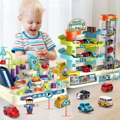 Electric Track Car Parking Building Toy Racing Rail Car Train Track Toys Mechanical Adventure Brain Table Game for Kids Gifts