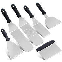 ชุดเครื่องมือ 6 ชิ้น  เกรียง ผัด ตะหลิวญี่ปุ่น ตะหลิวทำเทปันยากิ spatula ไม้พายสแตนเลส ไม้พายทำอาหาร BBQ แคมป์ปิ้ง อุปกรณ์ทำบาบีคิว