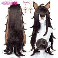 Game Genshin Impact Sumeru Dehya Cosplay Wig Brown Heat Resistant Hair Wig Ear Hairpin +Wig Cap