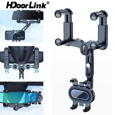 ✠☢❦ Hdoorlink ที่วางโทรศัพท์นําทาง กระจกมองหลังรถยนต์ 360° ขาตั้งโทรศัพท์มือถือ อเนกประสงค์ หมุนได้ และพับเก็บได้ สามารถปรับได้ สําหรับรถยนต์