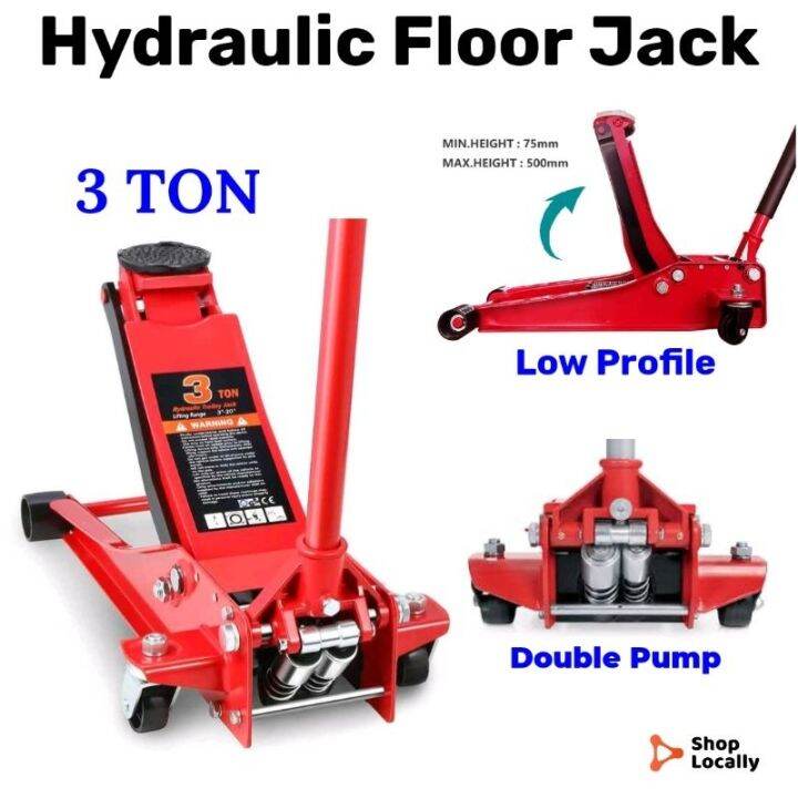 HYDRAULIC FLOOR JACK 3TON ULTRA LOW PROFILE DOUBLE PUMP / SINGLE PUMP