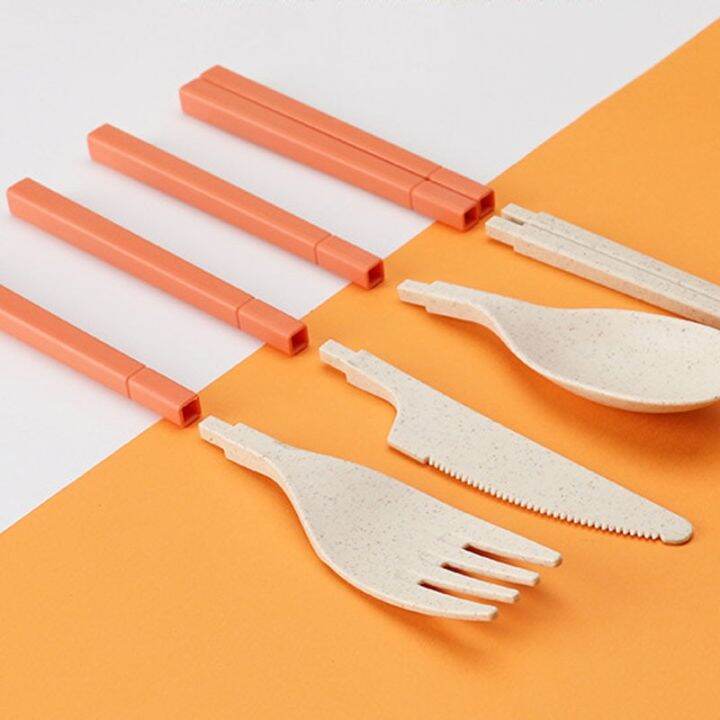 4pcs-wheat-straw-dinnerware-set-portable-tableware-knife-fork-spoon-chopsticks-set-travel-cutlery-set-eco-friendly-utensil-box-flatware-sets