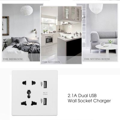 Socket 2.1A 5V Dual USB Electric Wall Charger Adapter Phone Charger 110V 220V Dock Station Socket Power Outlet Panel Plate