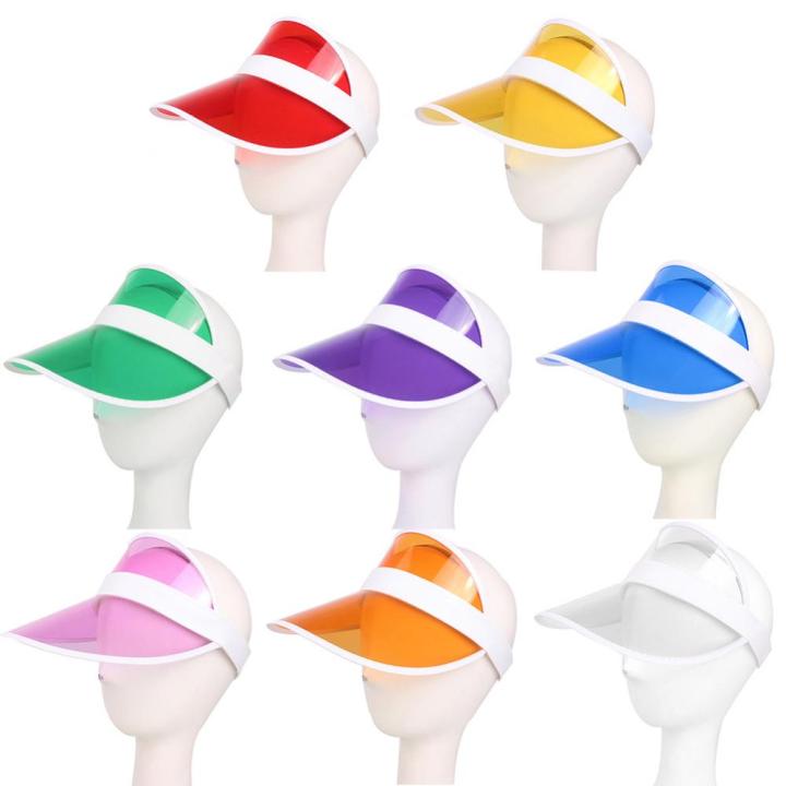 hot-hat-sunshade-hat-sun-protection-fashion-cap-summer-outdoor-sports-unisex-clear-plastic-visor-candy-color-pvc-uv-protection