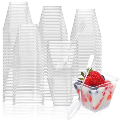 100PCS 2OZ Mini Dessert Cups for Party Small Plastic Dessert Cups Disposable Dessert Cups for Pudding Fruit