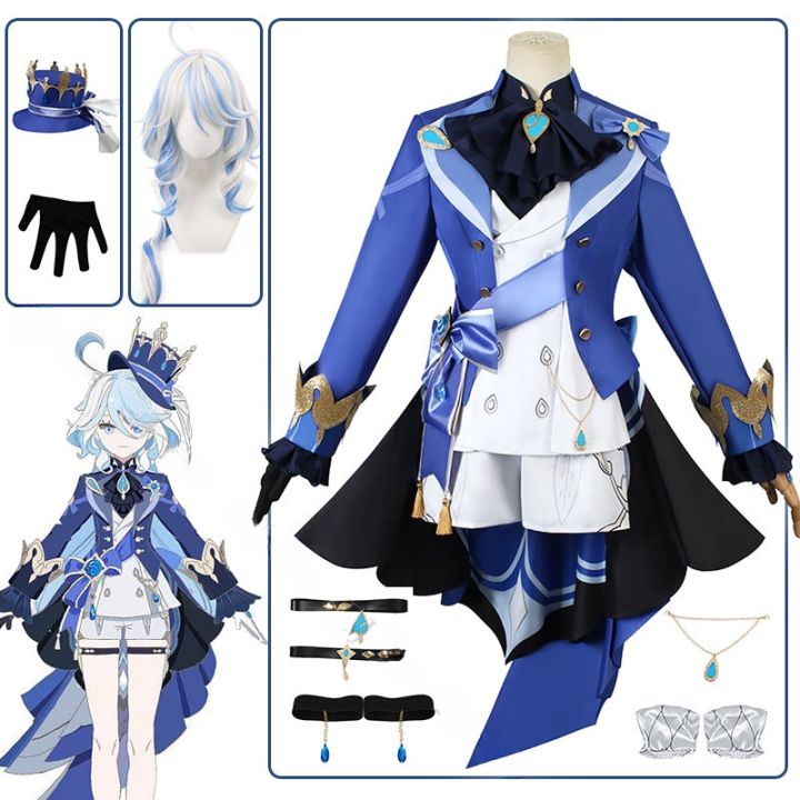 Focalors Cosplay Genshin Impact Fontaine God of Justice Blue Dress ...