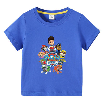 Paw Patrol เสื้อยืดแขนสั้นสำหรับเสื้อชิ้นบนแขนสั้น,เสื้อกล้ามผ้าฝ้ายเด็กหญิงเด็กชายการ์ตูน0000ฤดูร้อน