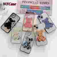 WFCase สำหรับ iPhone 14 Pro Max Plus 13 Pro Max 12 Pro Max 11 Pro Max 8 7 6 Plus เคสหมีน้อยน่ารักชุบไฟฟ้าขนาดเล็กเคสโทรศัพท์ปกป้องกล้องเต็มรูปแบบ