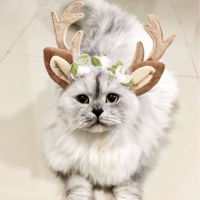 Dog Cat Christmas Antlers Headband Decorations Pet Headdress Flowers Hair Hat Xmas Halloween Festival New Year for Puppy Chien