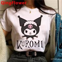 เสื้อยืดคอกลมเสื้อยืด พิมพ์ลายการ์ตูนกราฟิก Kawaii Kuromi Y2K Goth น่ารัก สไตล์ฮาราจูกุ สตรีท สําหรับผู้หญิง S-5XL