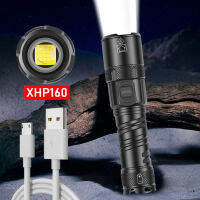 XHP160ไฟฉาย Led 18650หรือ26650 Usb ยุทธวิธีแสงแฟลช XHP99.2 Led ชาร์จและโคมไฟซูมล่าสัตว์สดใสโคมไฟทำงาน