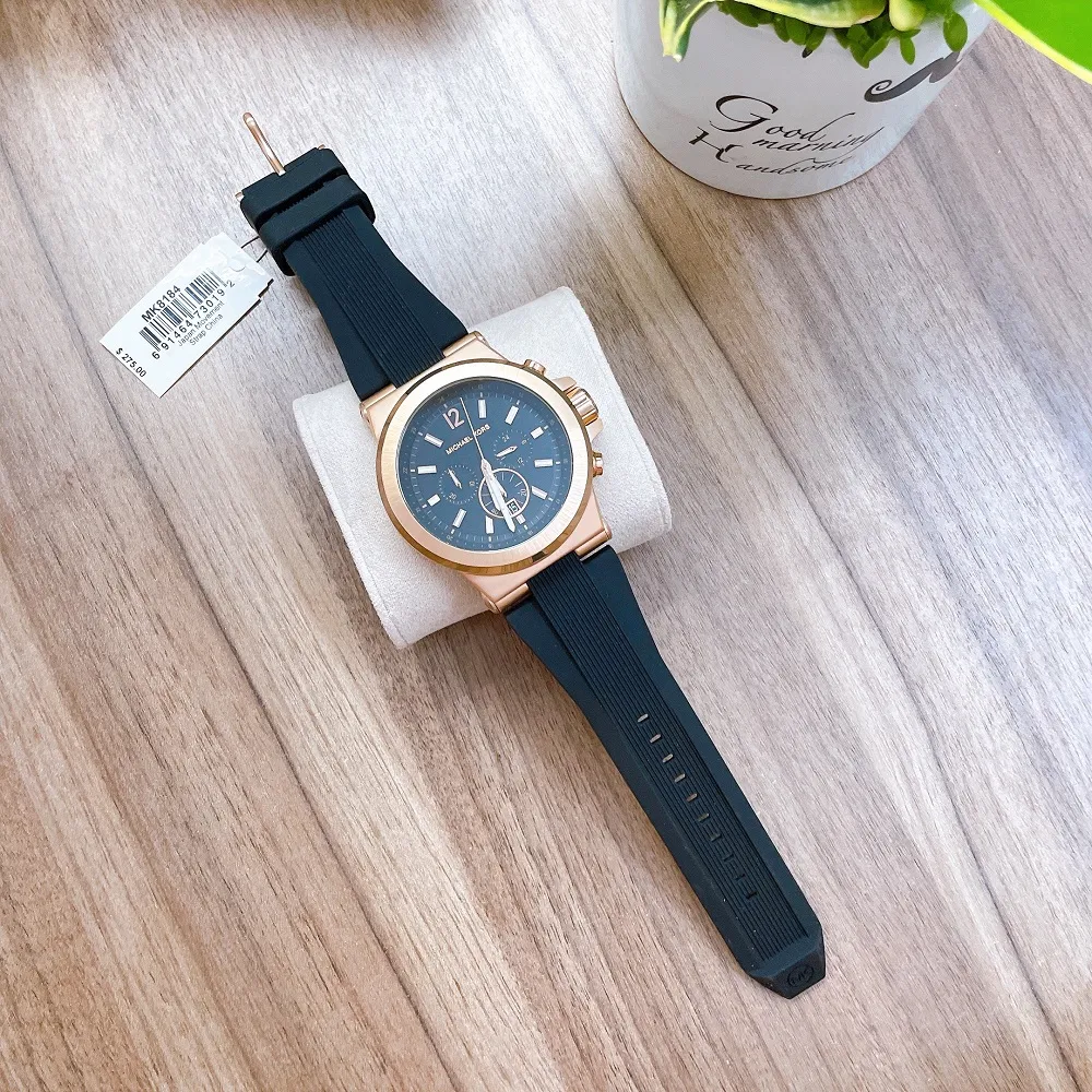 Michael Kors Watch for Men Dylan Chronograph Movement 48 mm Rose Gold  Stainless Steel Case with a Silicone Strap MK8184  Michael Kors  Amazoncouk Fashion