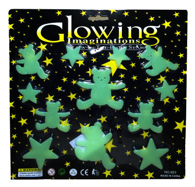 แผ่นติดผนังหรือเพดานเรืองแสงสำหรับเด็ก หมีน้อยเริงร่า Glow in the Dark sticker for kids Happy Bears in the World